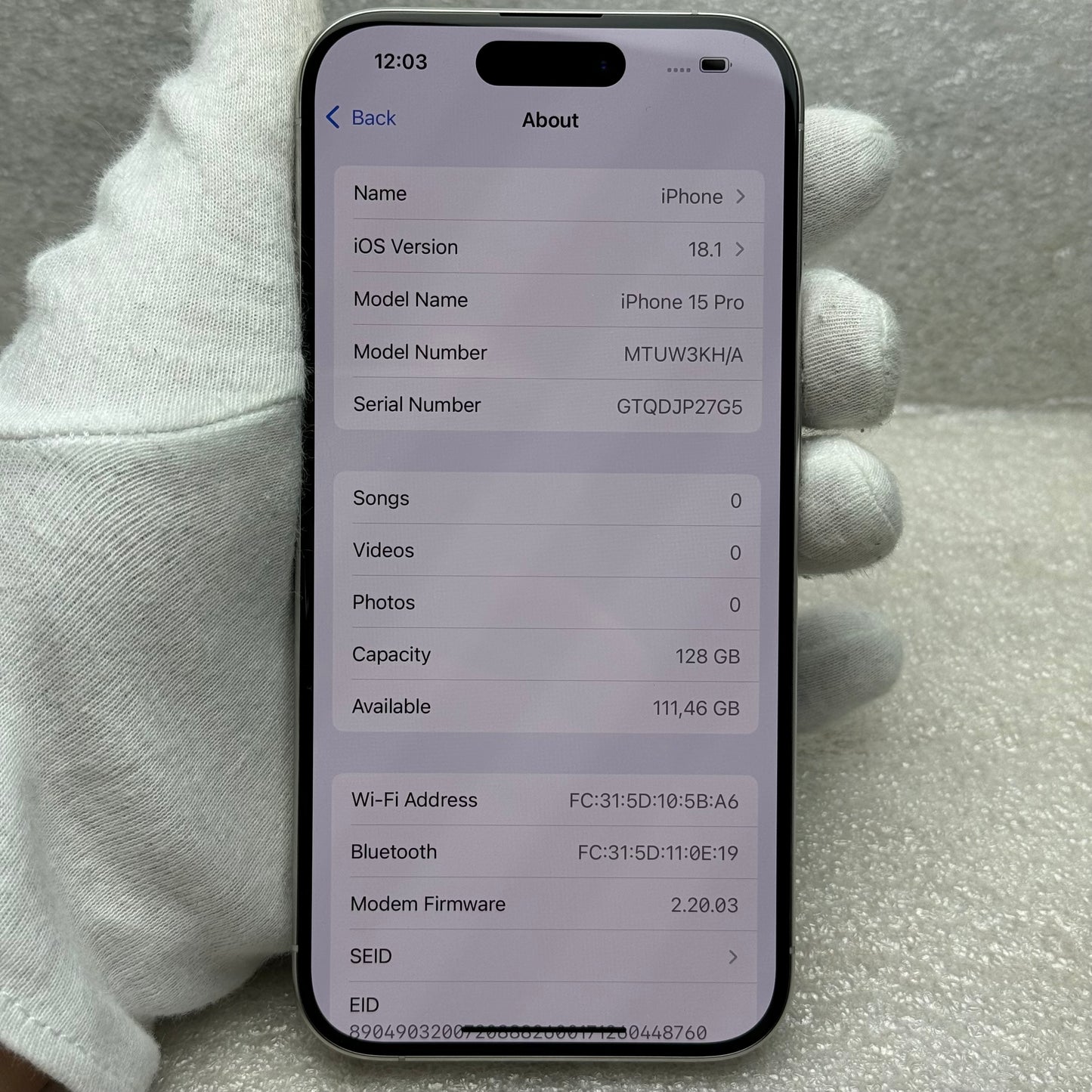 Apple iPhone 15 Pro 128 GB Titanium White 🔋98%🔋